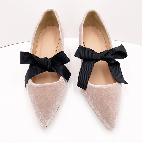 🆕{J.Crew} Avery Block Velvet Heels Bow - Picture 8 of 16